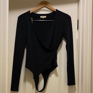 Madewell Black Long Sleeve Balletcore Thong Bodysuit